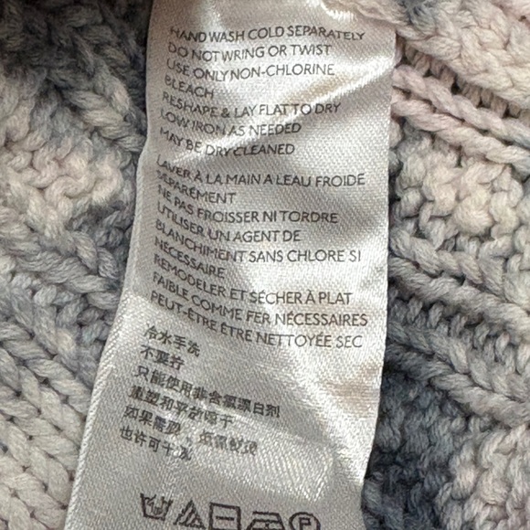 Pilcro Joni Tie-Dye Cable Knit V-Neck Sweater Side Slits Dark Navy White Size S - Picture 6 of 9